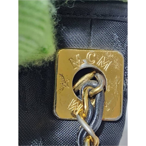 Authentic MCM Vintage Nylon Visetos Chain Bucket Drawstring Bag Black - Picture 13 of 13